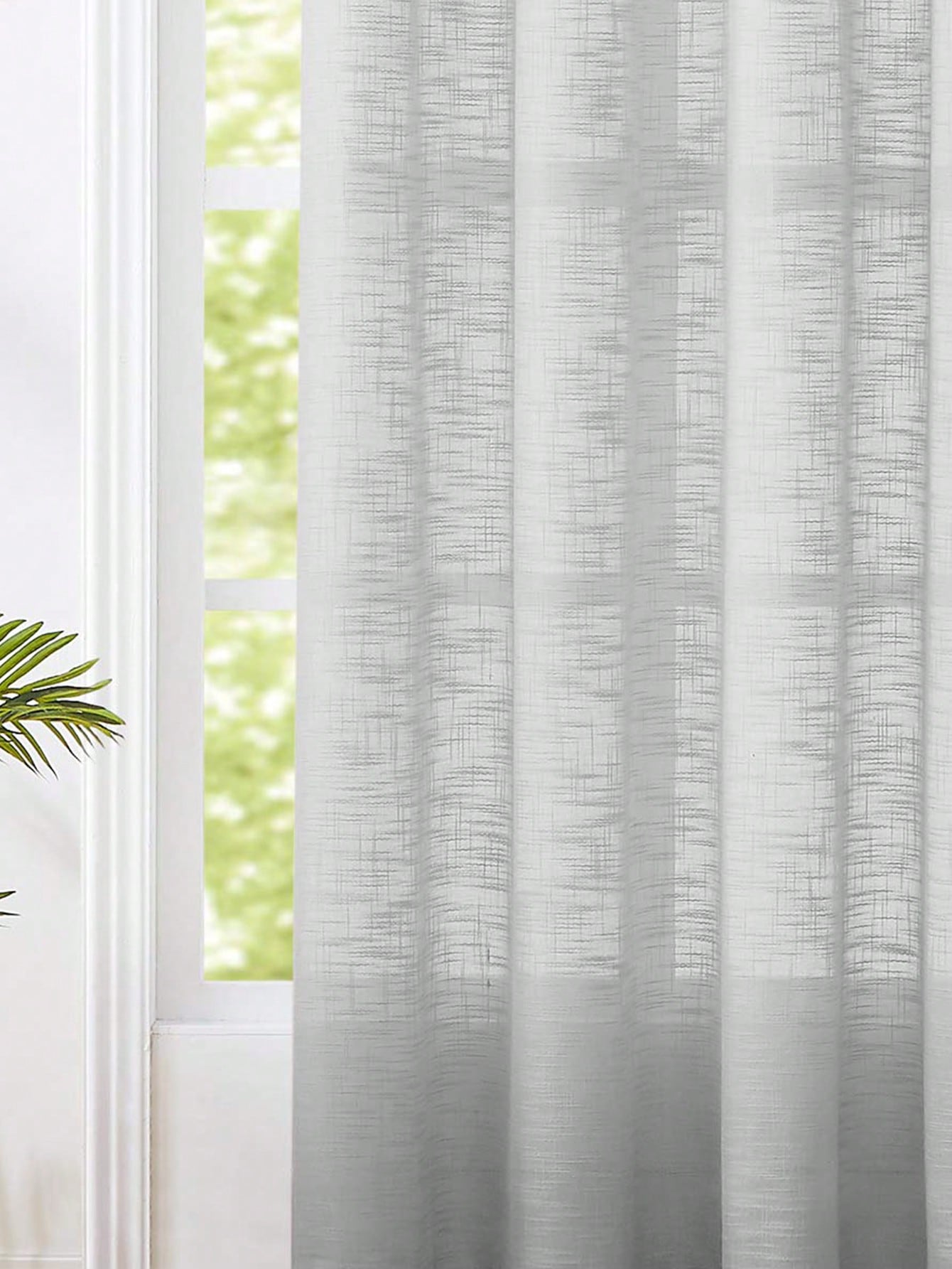 Grey Polyester Linen Texture S - Linen Curtain Eyelet 评论和价格