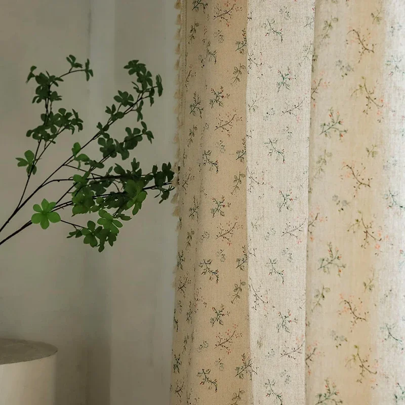 Floral Farmhouse Curtains Semi - Linen Curtain Eyelet 评论和价格