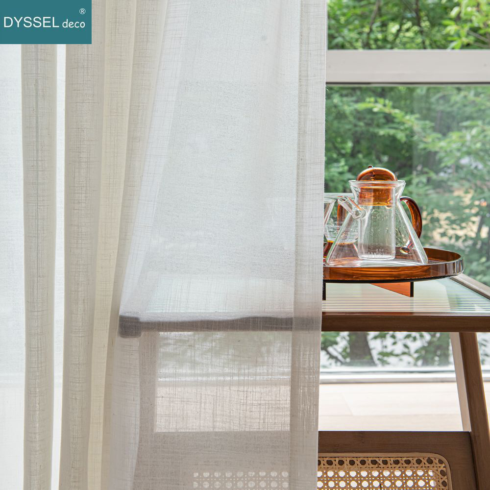 Modern White Linen Solid Sheer - Linen Curtain Eyelet 评论和价格