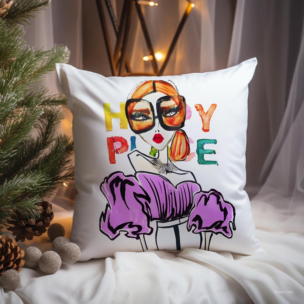 Chic Lady Illustration Cushion - Interior Design Illustration 评论和价格