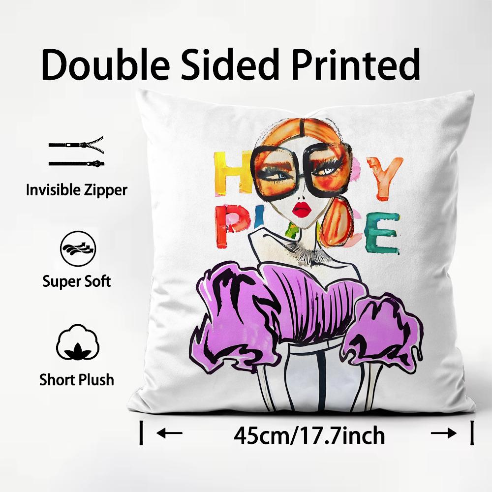 Chic Lady Illustration Cushion - Interior Design Illustration 评论和价格