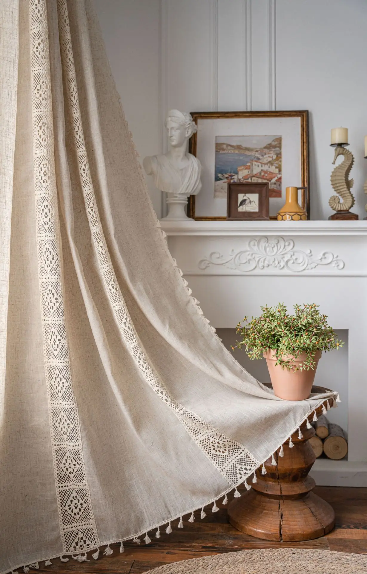 Boho Linen Semi Blackout Curta - Linen Curtain Eyelet 评论和价格