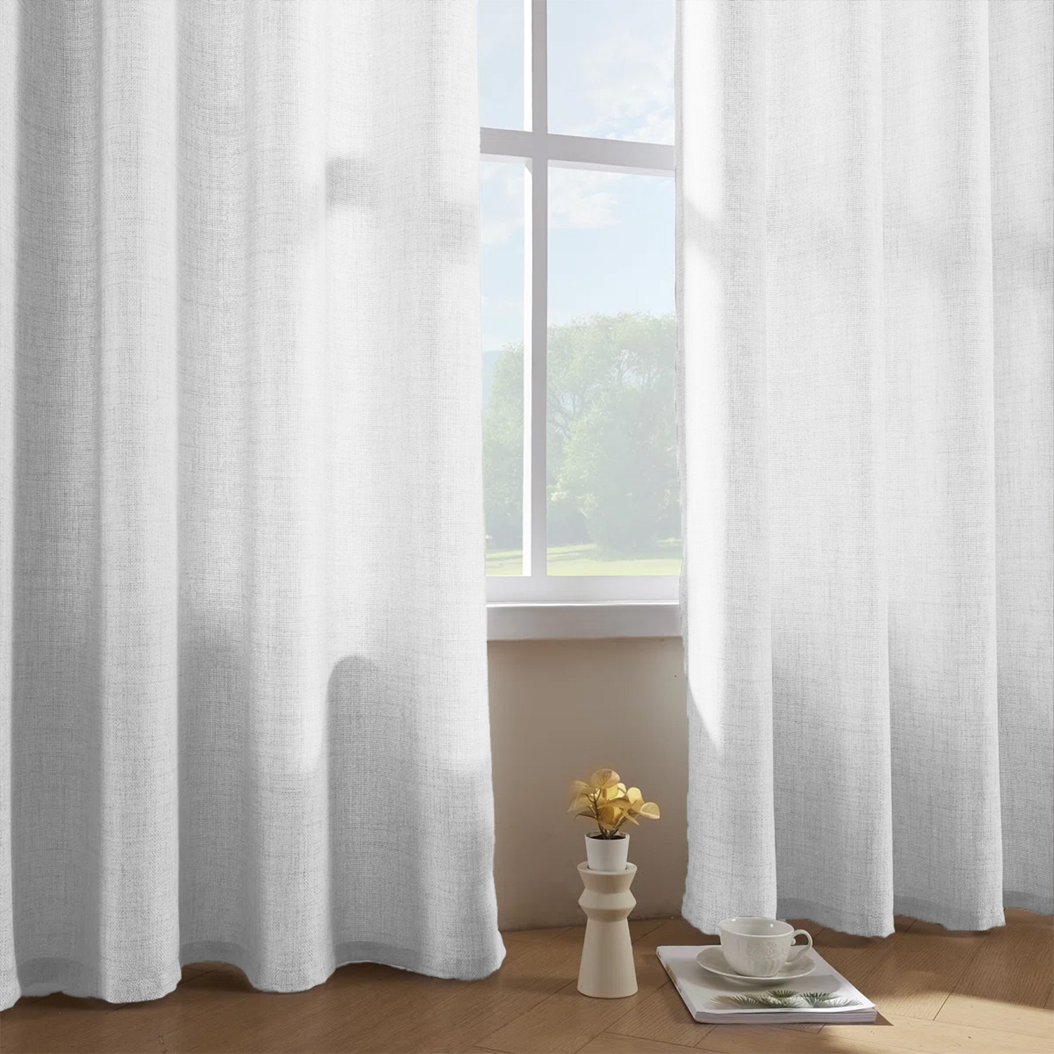 1 Piece, Solid Color Bohemian  - Linen Curtain Eyelet 评论和价格