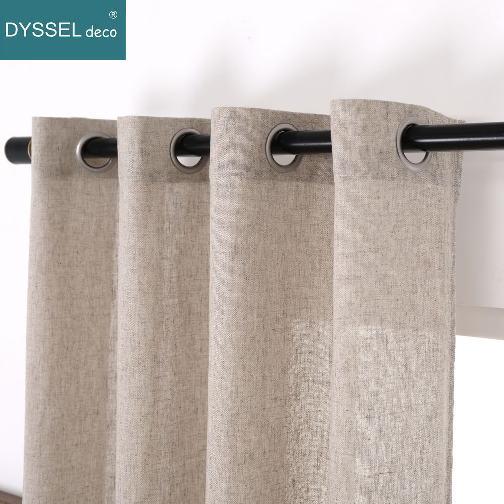 Solid Home Decorative Anti-UV  - Linen Curtain Eyelet 评论和价格
