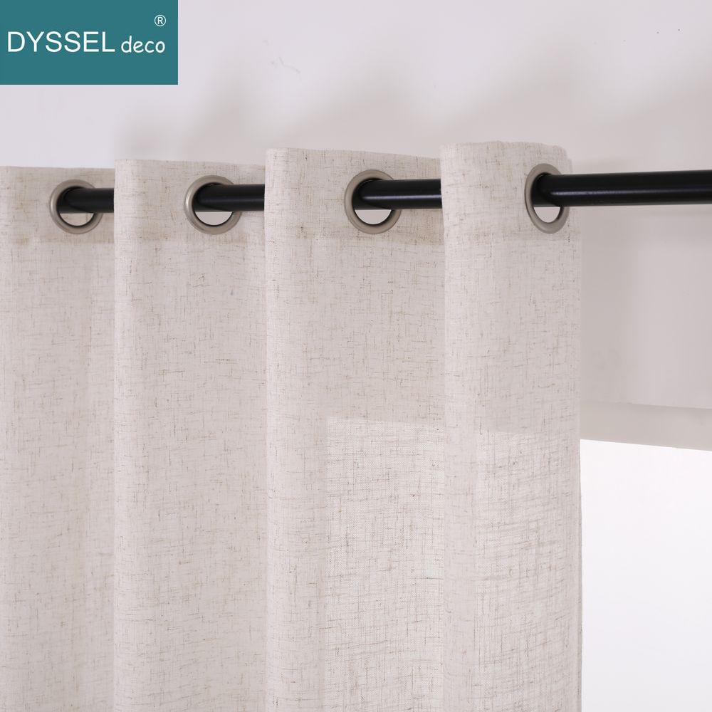 Solid Home Decorative Anti-UV  - Linen Curtain Eyelet 评论和价格