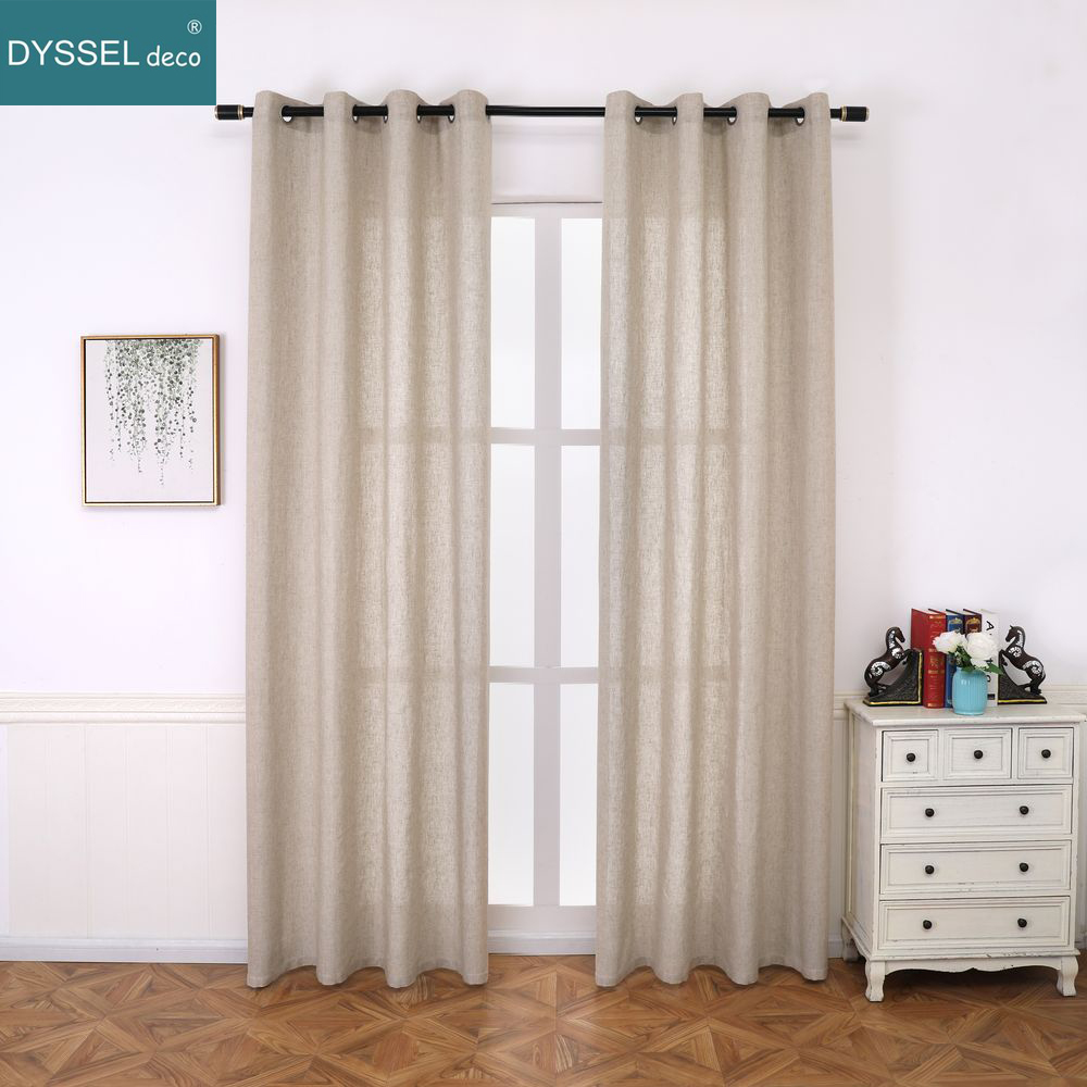 Solid Home Decorative Anti-UV  - Linen Curtain Eyelet 评论和价格
