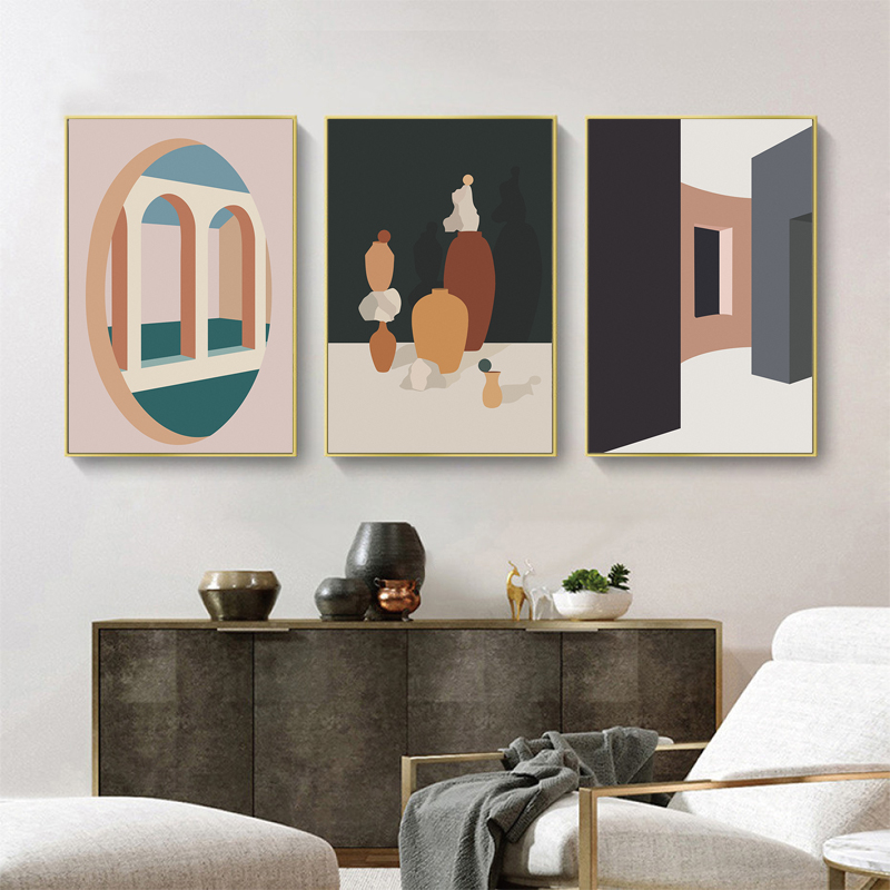 Retro Morandi Building Canvas  - Interior Design Build 评论和价格