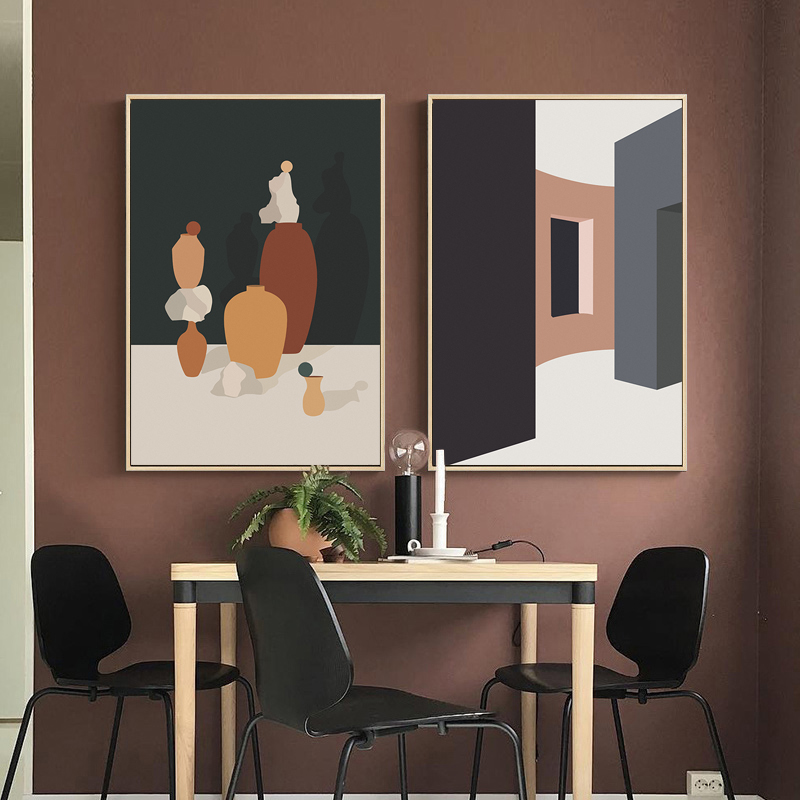 Retro Morandi Building Canvas  - Interior Design Build 评论和价格
